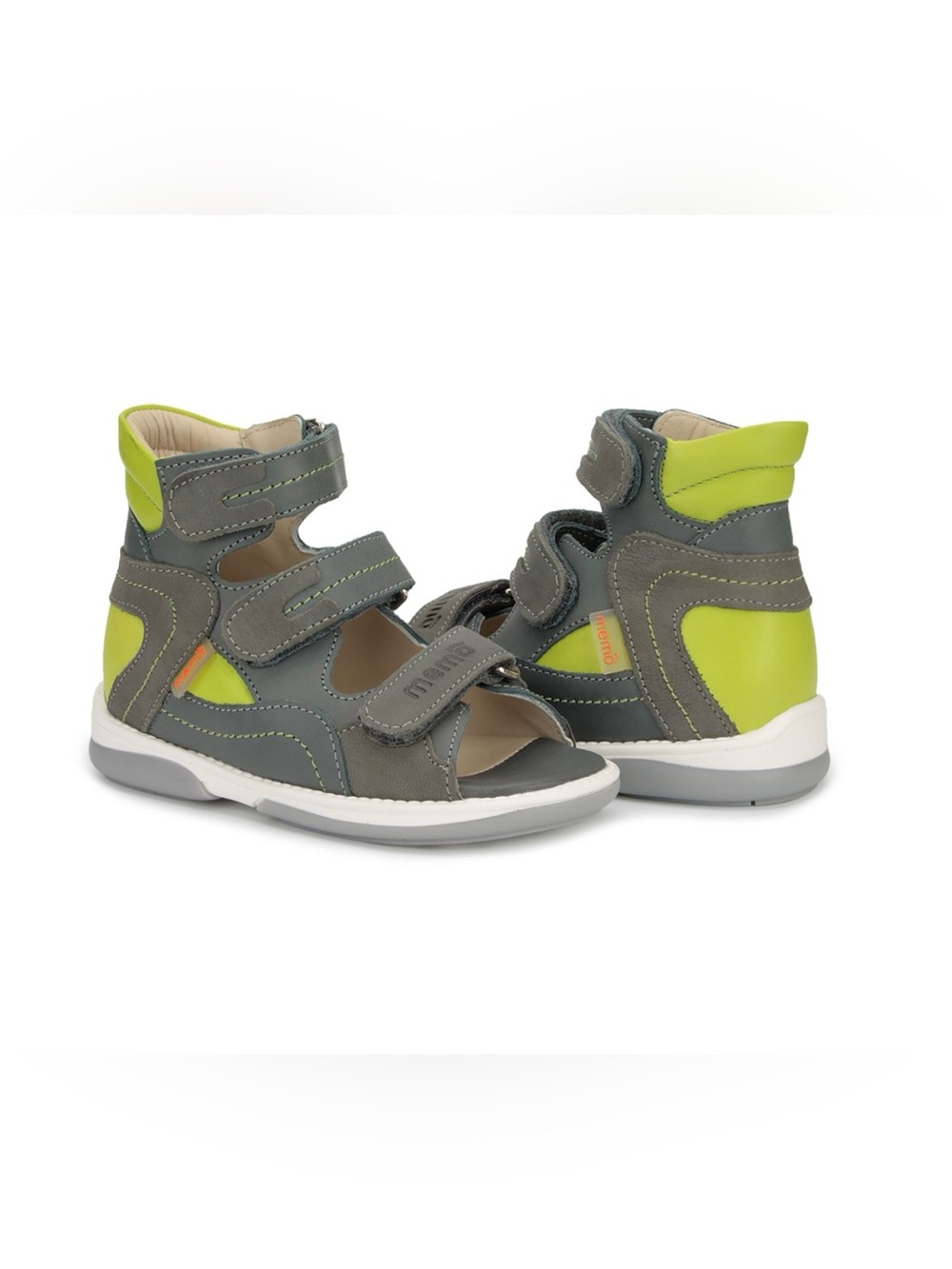 Children's Grey and Lime Green Adjustable Sandals